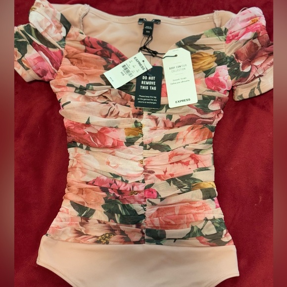 Express Floral Mesh Bodysuit XXS - Picture 2 of 4